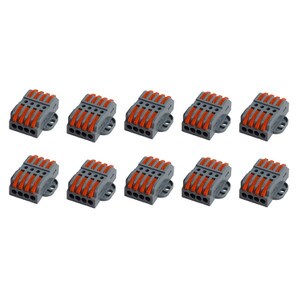 Quick Lever Wire Nut Splice Inline Wire Connectors with Mounting Tab (4 In 4 Out) 10-Pack